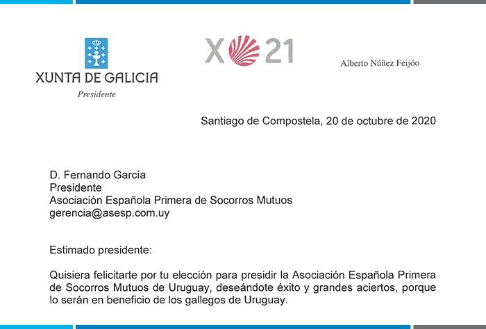 Presidente de Xunta de Galicia saluda a Fernando García por su asunción al frente del Consejo Directivo de la Española